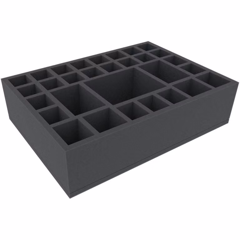 Inserto in schiuma 360x260x90 mm con 30 scomparti per giochi da tavolo