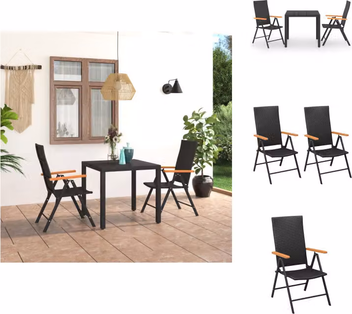vidaXL Set da pranzo da giardino a 3 pezzi nero e marrone - Set di mobili da giardino