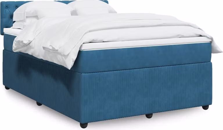 Maison Exclusive - Giroletto a Molle con Materasso Blu 160x200 cm in Velluto