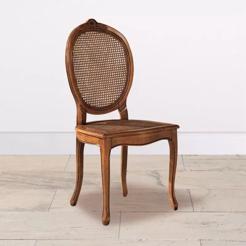 Sedia classica ovalina in legno di faggio con paglia di Vienna color marrone Mobili 2G L/P/H: 49 x 55 x 104 cm – 2