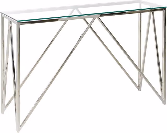 Consolle Beliani Argento in Vetro e Metallo con Design Geometrico Glamour, L 120 x P 40 cm