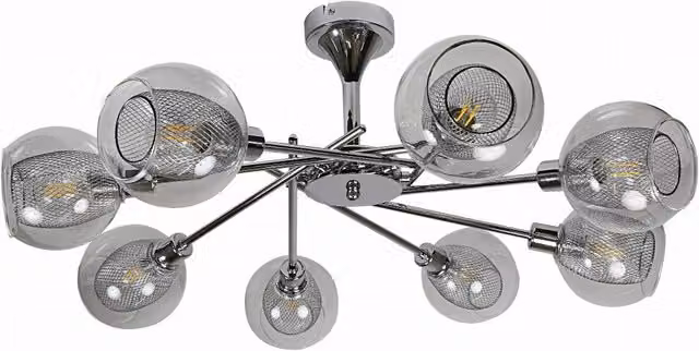 Lampadario Candellux Ozzo 8xE14 40W cromo vetro trasparente