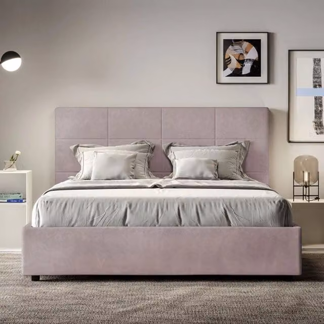 Letto imbottito con contenitore Mika Ityhome colore viola in microfibra L: 130 cm, P: 210 cm, H: 145 cm – 1