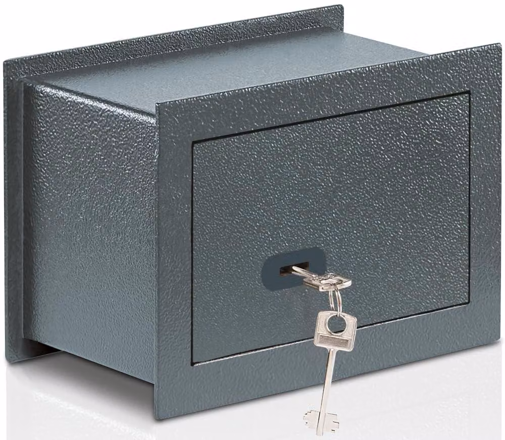 Cassaforte da parete con serratura, capacità 4,6 litri, peso 7,2 kg, colore antracite, dimensioni esterne: 201 x 305 x 148 mm