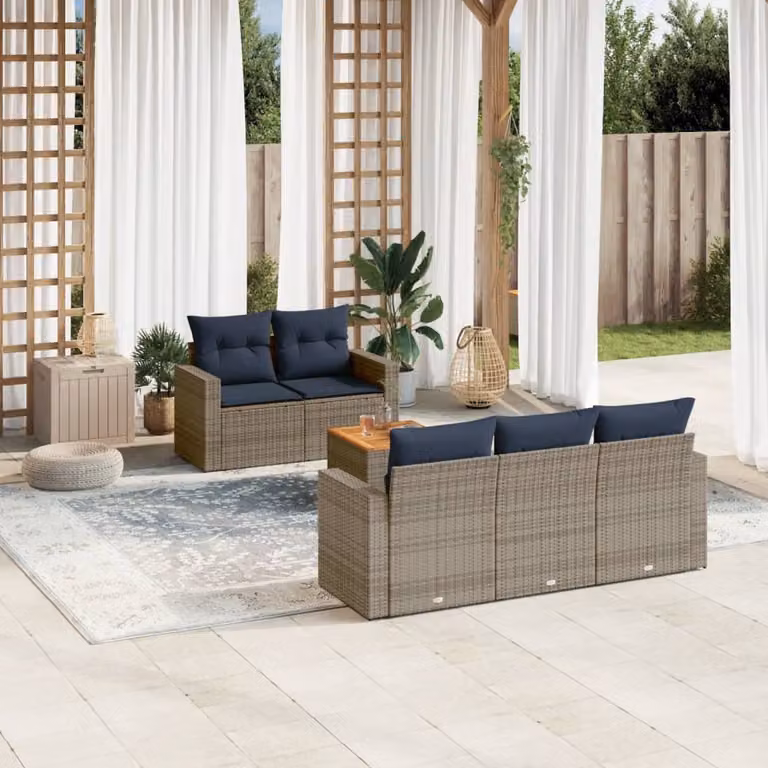 Maison Exclusive - Set Divani da Giardino 6 pz con Cuscini Grigio in Polyrattan