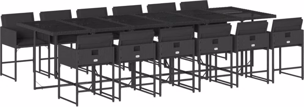 Maison Exclusive - Set da Pranzo da Giardino 13pz con Cuscini Nero in Polyrattan