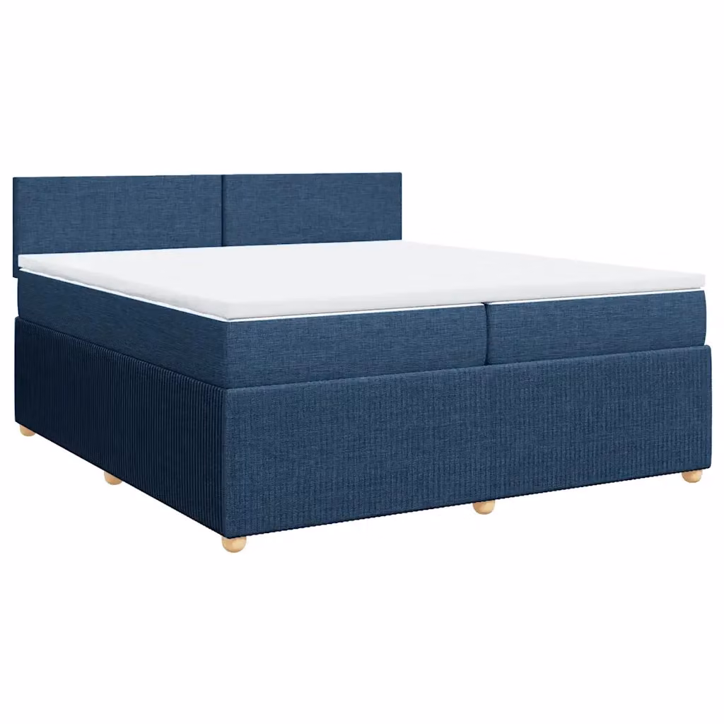 Letto Ibrido vidaXL con Giroletto a Molle e Materasso in Tessuto Blu e Bianco L/P: 200 x 200 cm – 2