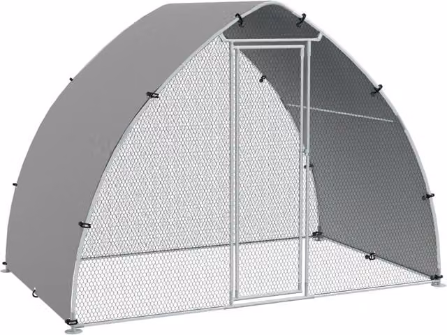 Recinto per polli e conigli Xylo in acciaio galvanizzato grigio con tetto anti-UV da 5,75 m2
