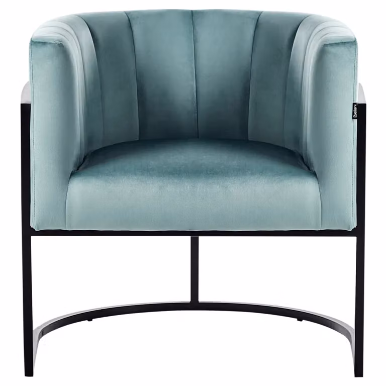 Poltrona Beliani in Velluto Verde con Struttura in Metallo Argento Stile Glamour L: 72 cm, P: 73 cm, H: 66 cm