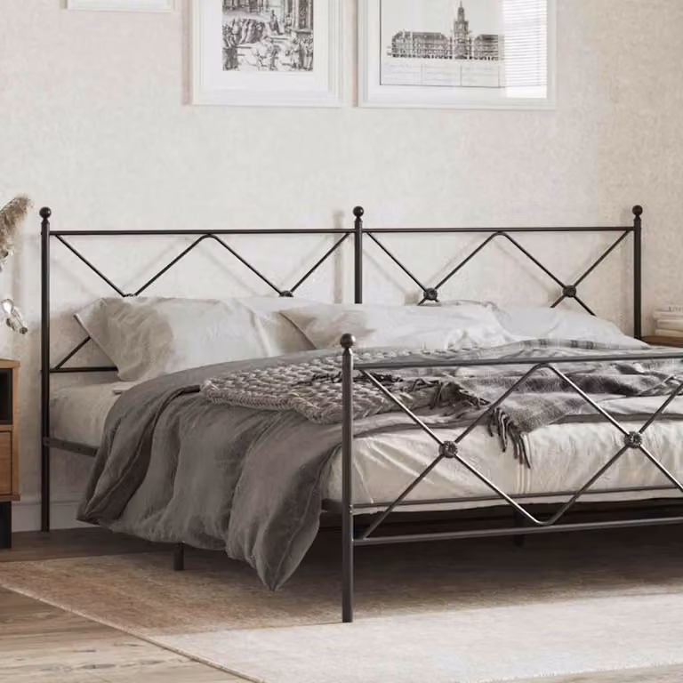 Testiera di ricambio in metallo vidaXL colore nero con design geometrico, Larghezza: 206 cm