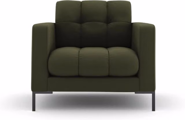 Poltrona Bali Cosmopolitan Design in tessuto verde con struttura in metallo e braccioli – 1