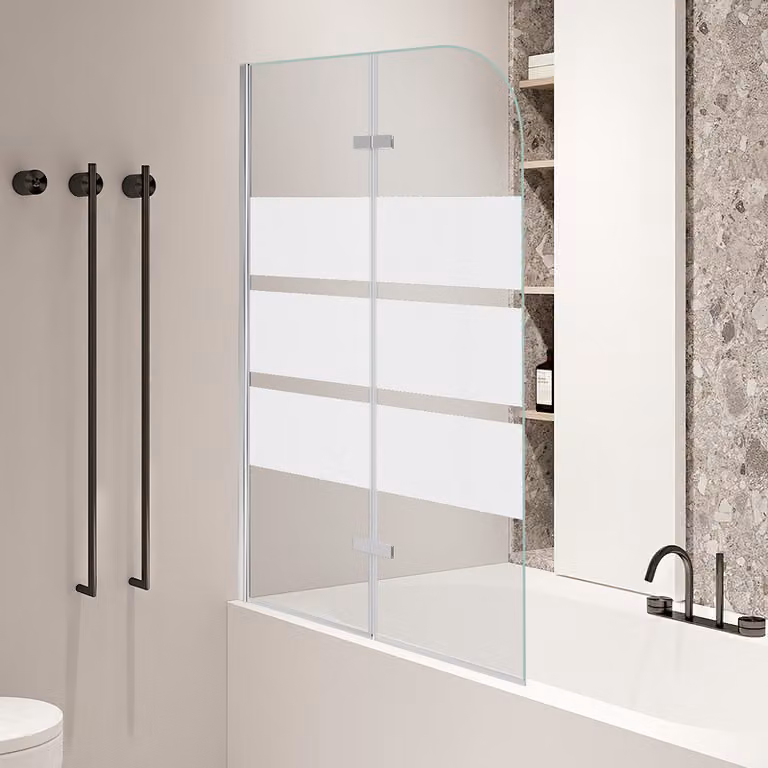 Clanmacy cabina doccia 100x140cm schermo pieghevole per vasca da bagno Schermo doccia in vetro 6mm NANO Easy Clean