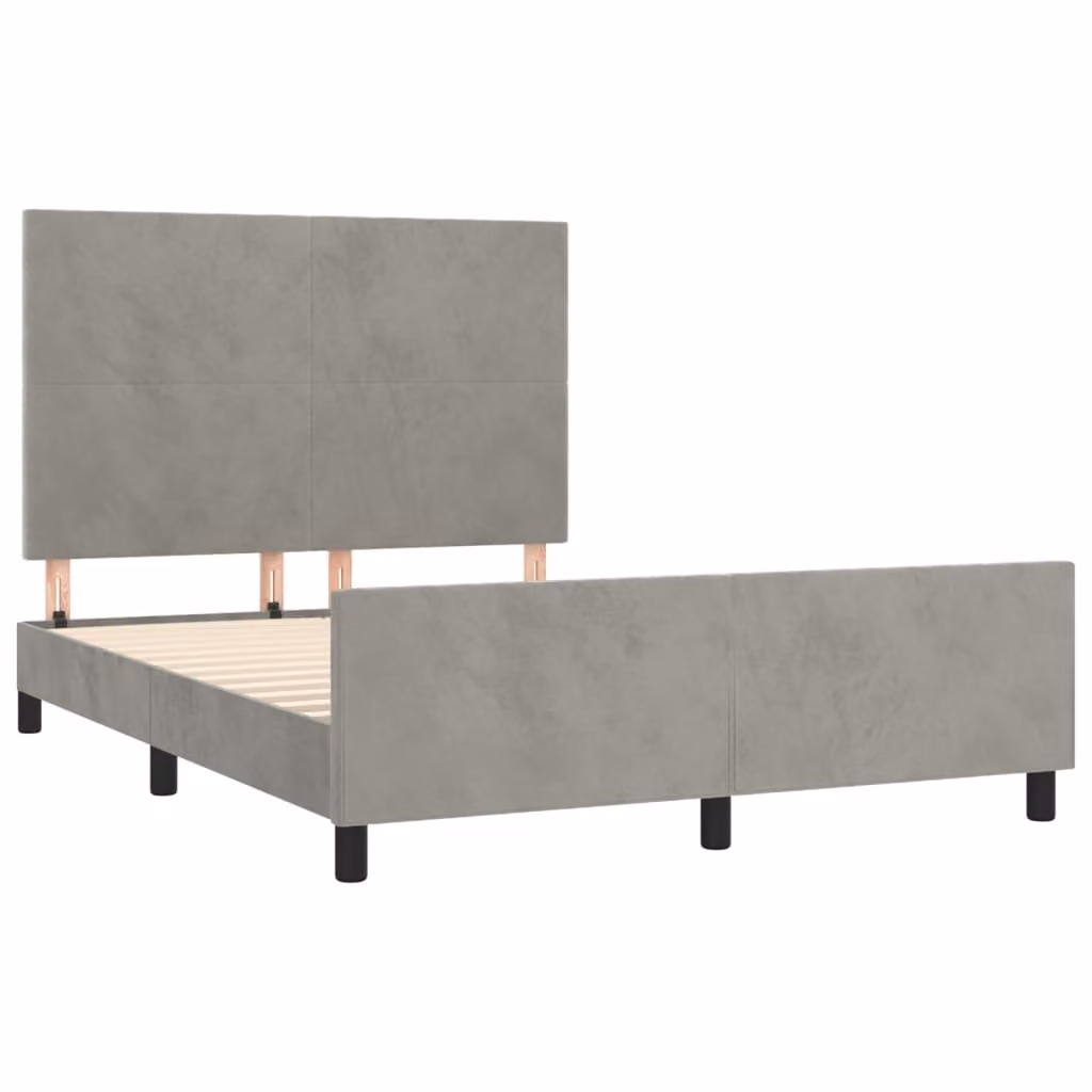 Giroletto senza Materasso Grigio Chiaro 140x190 cm Velluto