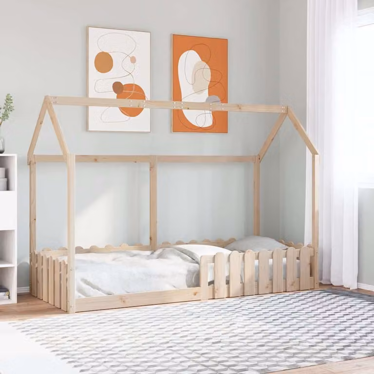 vidaXL Giroletto Casetta per Bambini in Legno Massello di Pino, L 200 x P 80 cm