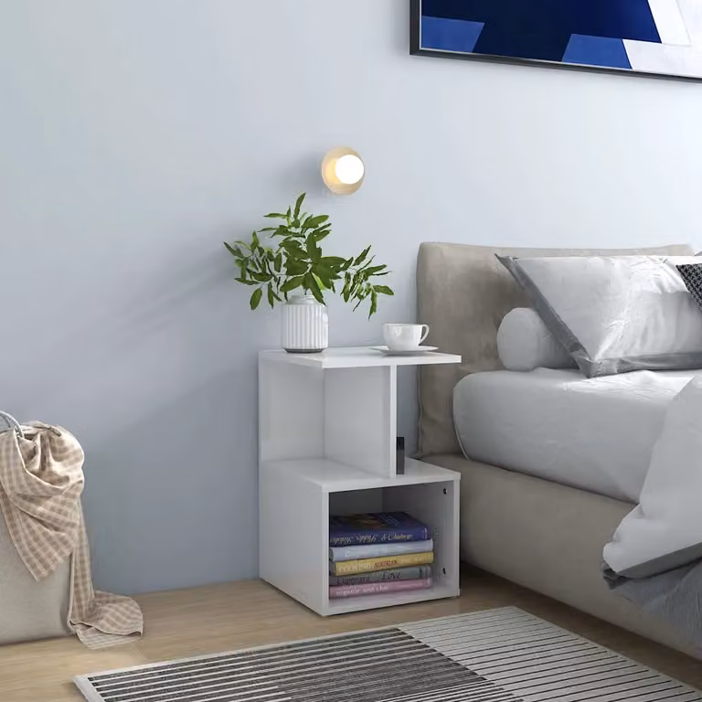 Set di 2 comodini vidaXL in legno multistrato bianco lucido L/P/H: 35 x 35 x 55 cm