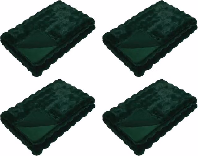 Set di 4 copertine antiscivolo Olite in ecopelliccia verde, morbide e soffici, L 150 cm x P 130 cm – 1