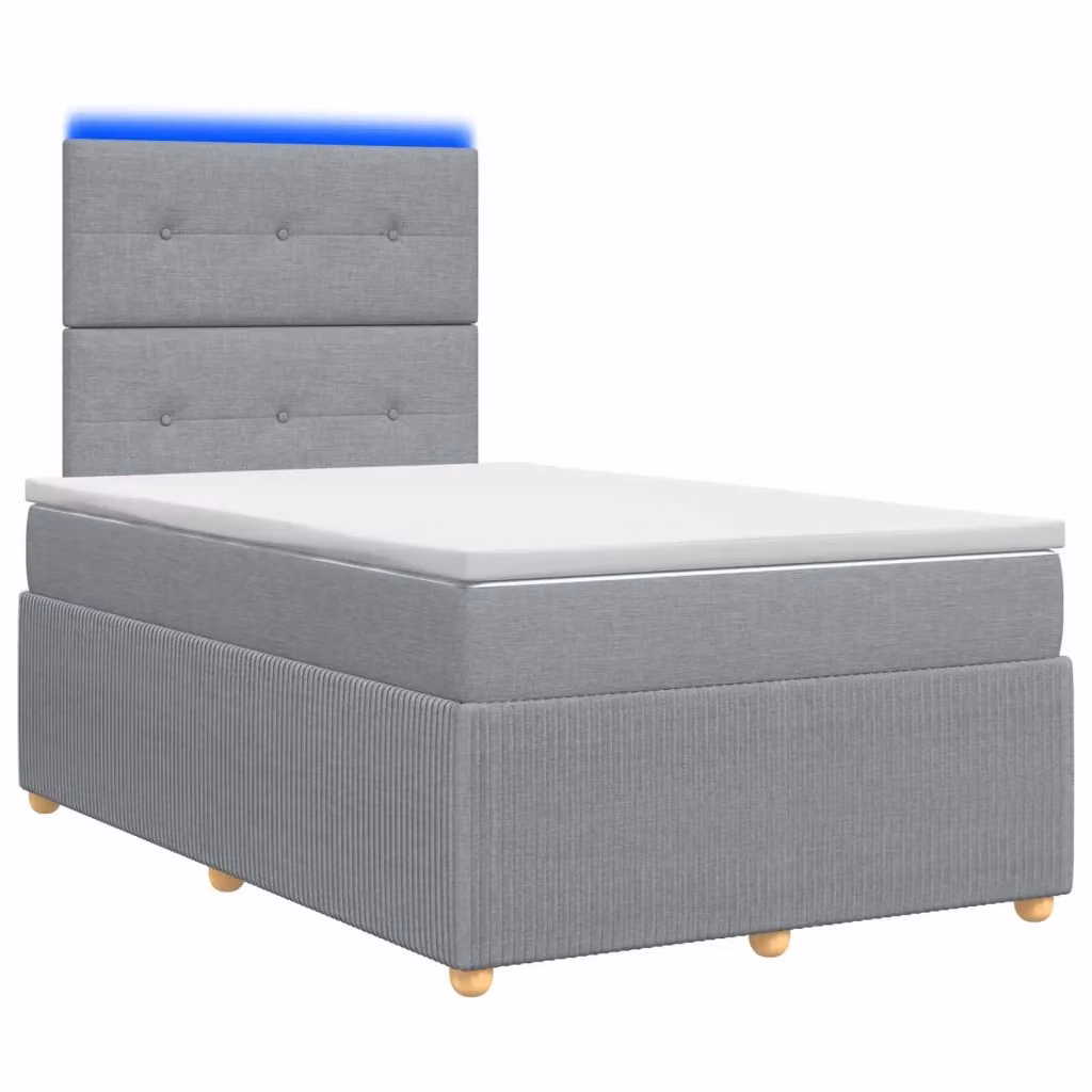 Letto Box Spring vidaXL con Materasso Ibrido e Illuminazione LED, Porta USB e Contenitore, Grigio e Bianco, L/P: 120 x 200 cm – 2