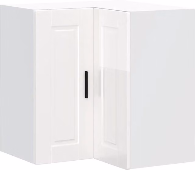 Pensile da cucina ad angolo Design In bianco lucido con ante a battente e ripiani interni in MDF