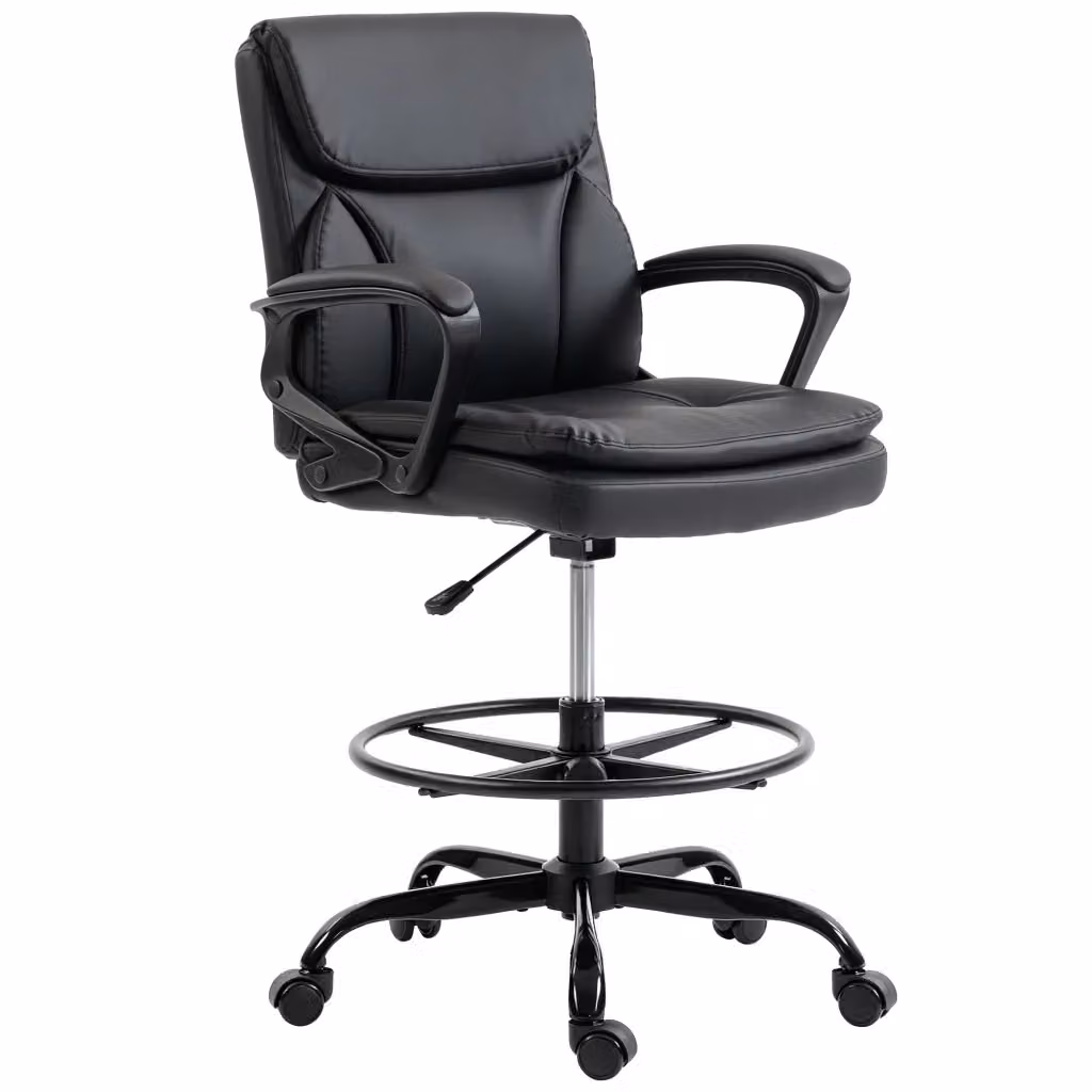 Sedia da ufficio ergonomica XYLO nera in ecopelle con braccioli e base girevole L/P/H: 61 x 61 x 108 cm – 2