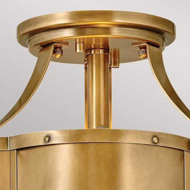 Lampada A Soffitto Contemporanea Chance Acciaio Ottone Antico Vetro 2 Luci E27