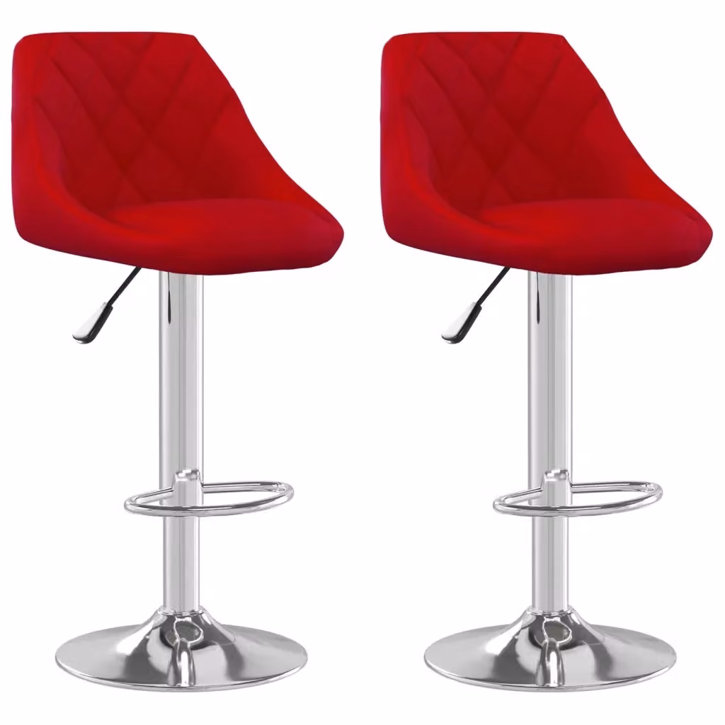 Set di 2 sgabelli da bar vidaXL in velluto rosso con seduta girevole a 360 gradi – 2