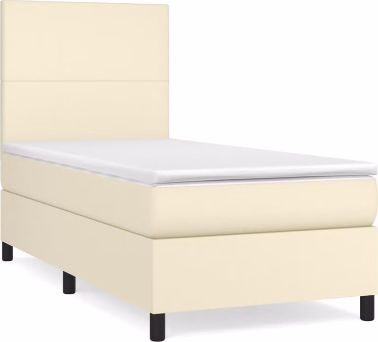 Giroletto a Molle con Materasso Crema 90x200 cm in Pelle finta