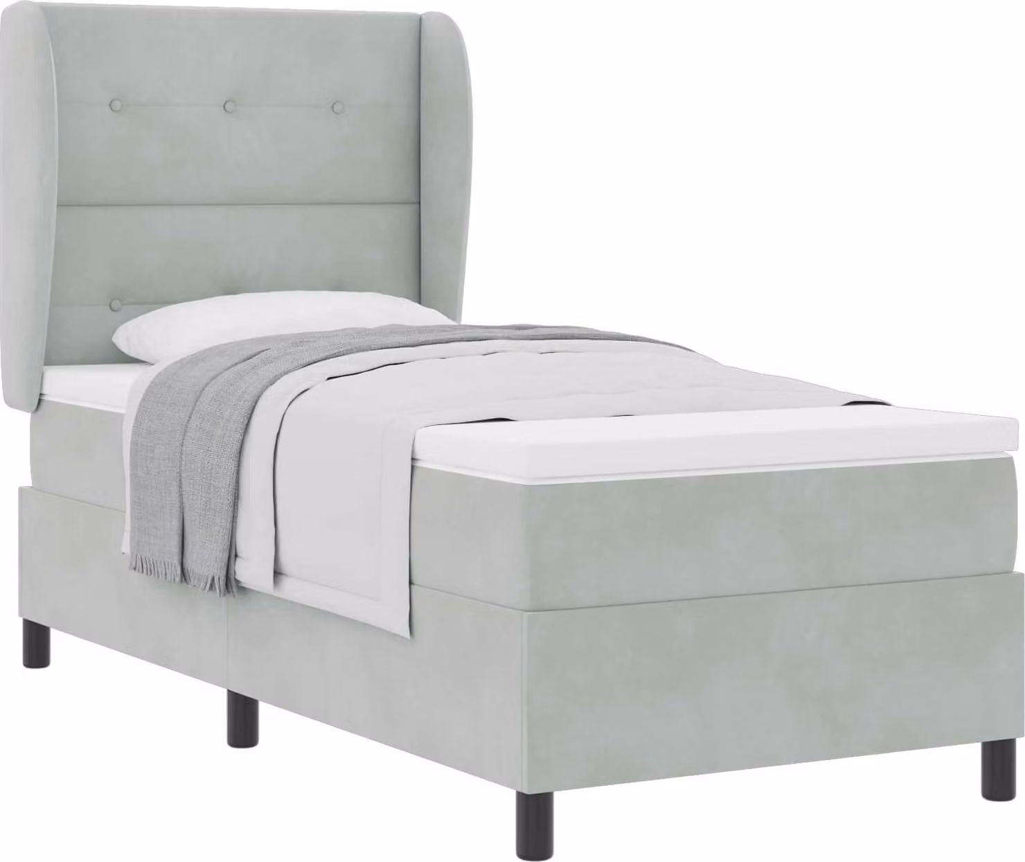 Letto a molle con materasso Grigio chiaro 200 x 80 cm Velluto