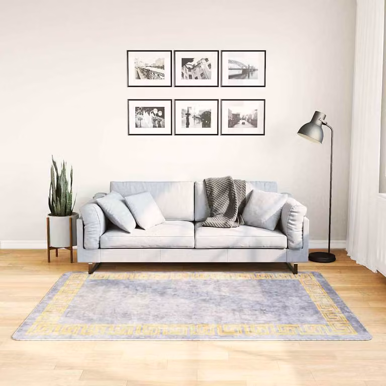 vidaXL Tappeto Lavabile Grigio in Poliestere, Assorbente e Moderno, L 120 x P 180 cm
