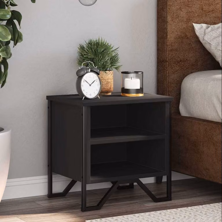 Set di 2 comodini vidaXL neri in stile industriale per camera da letto, L/P/H: 40 x 30 x 40 cm