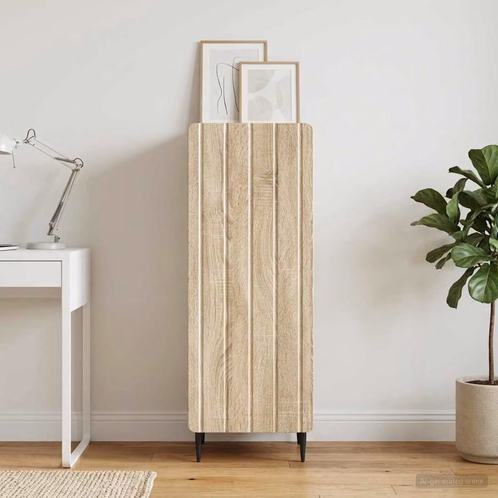 Credenza moderna vidaXL in legno ingegnerizzato color rovere sonoma, L/P/H: 34,5 x 33 x 92 cm