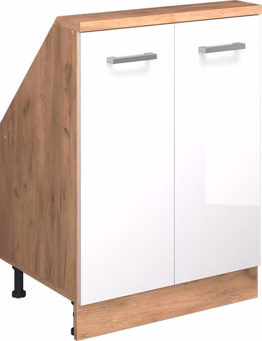 Mobile cucina sottotetto Vicco R-Line Bianco lucido 60 cm con 2 porte, Model 58272