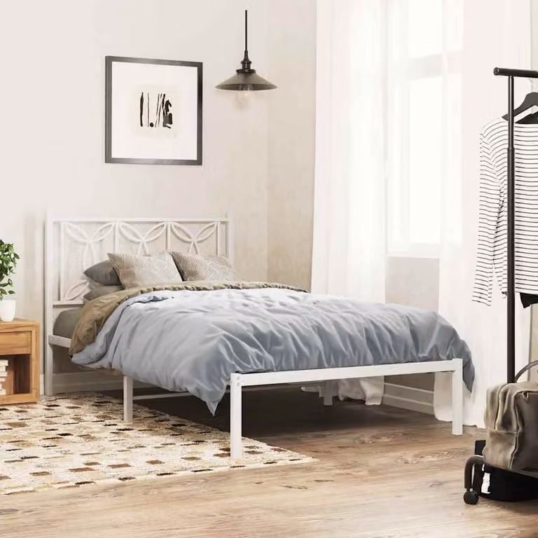 vidaXL Giroletto con Testiera in Metallo Bianco L/P: 100 x 200 cm