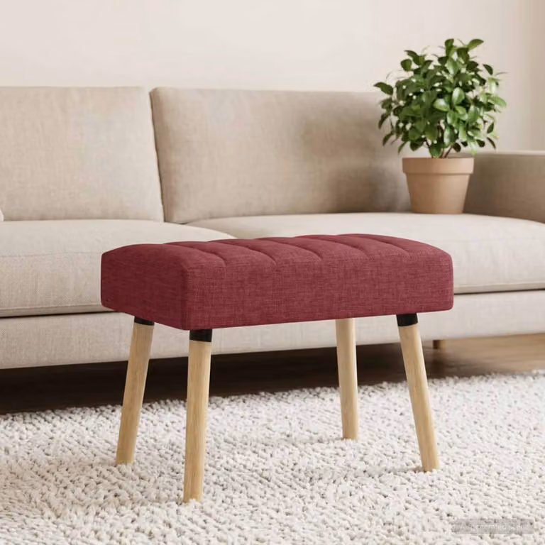 Panchina trapuntata a canale vidaXL in tessuto rosso con struttura in legno di gomma L: 60 cm, P: 40 cm, H: 45 cm