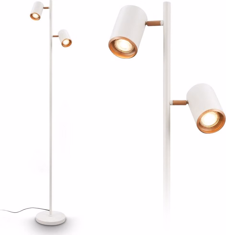 Briloner ERA Lampada da terra, orientabile, attacco GU10, interruttore a cavo, 2 luci, grigio chiaro, 22 x 159,5 cm