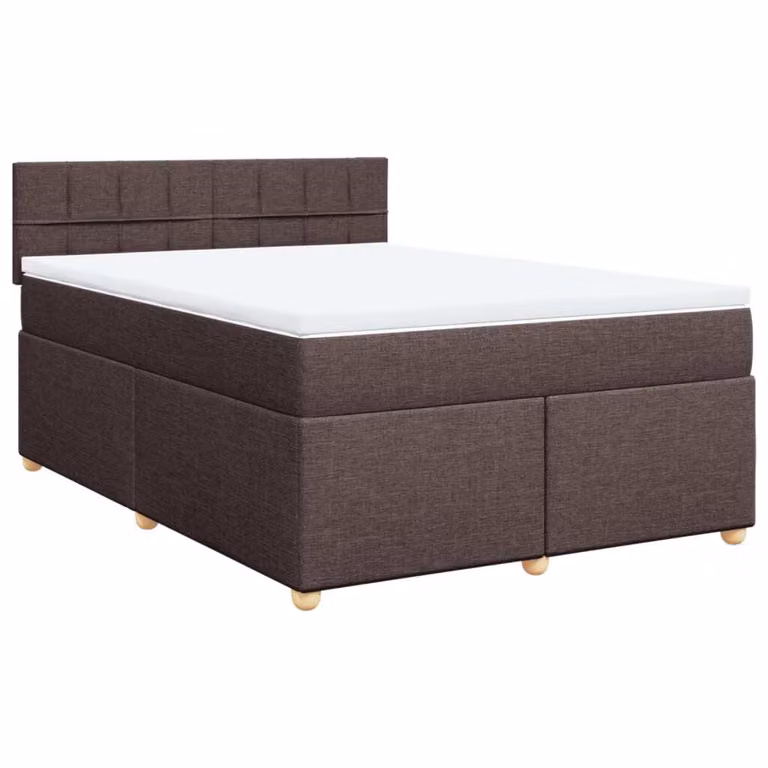 Giroletto a Molle con Materasso Marrone Scuro 140x190cm Tessuto
