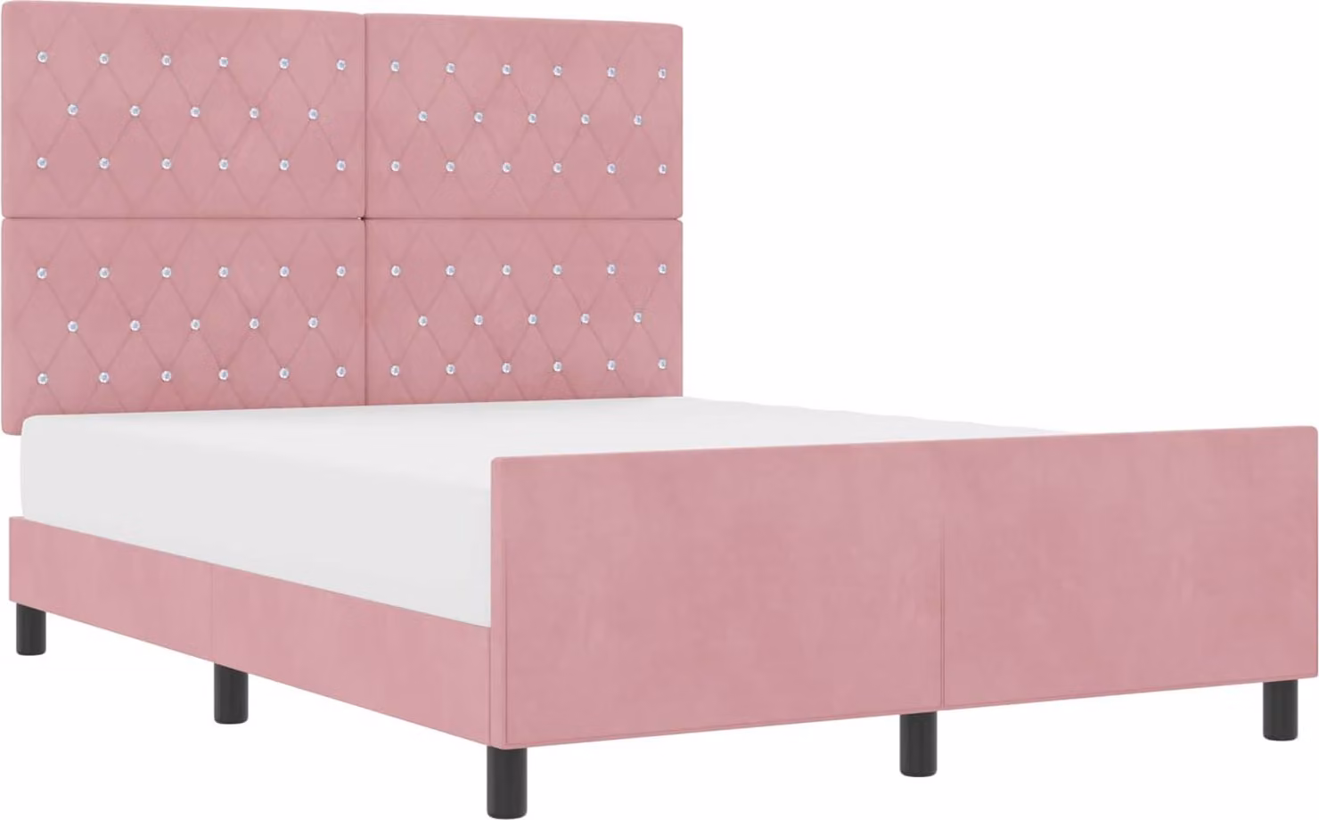 Letto a molle con testiera rosa 160 x 200 cm in velluto
