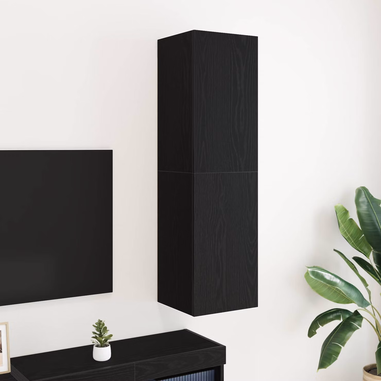 Mobile TV da parete vidaXL moderno in rovere nero, L/P/H: 30,5 x 30 x 110 cm