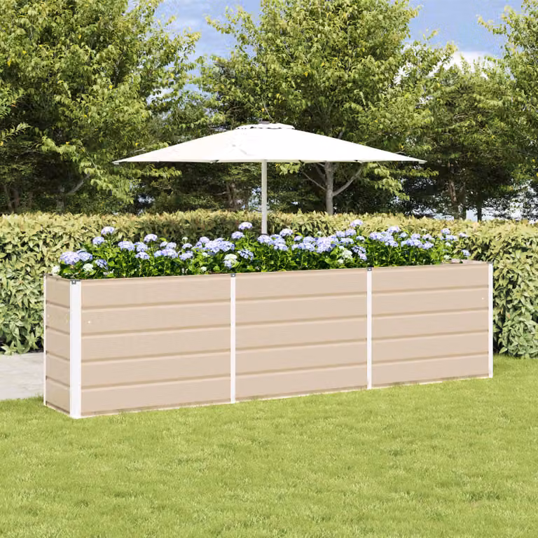 Fioriera vidaXL in acciaio zincato colore avorio L: 290 cm, P: 50 cm, H: 75 cm