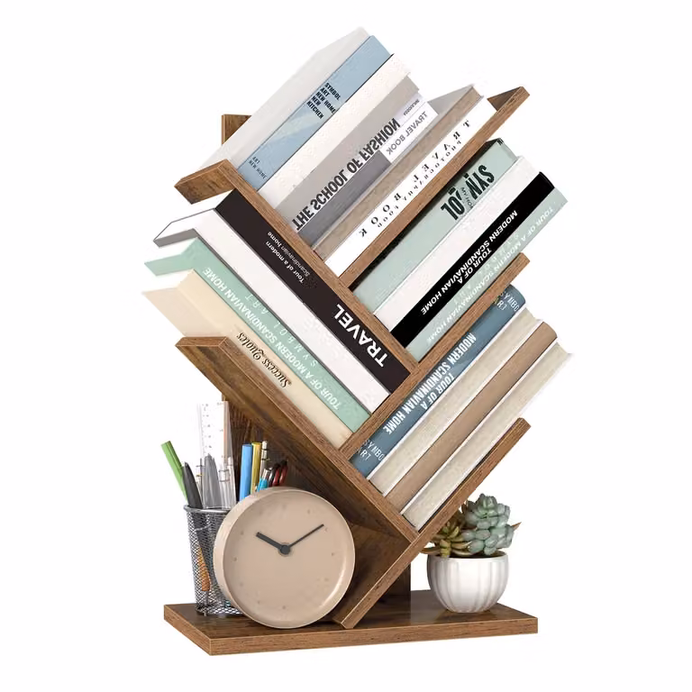 Libreria ad Albero a 8 Ripiani, Marrone Vintage / 5 Ripiani (17,2P x 30l x 51H cm)