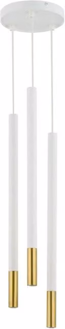 Lampada a sospensione Sopel Due Sigma Lighting bianco e oro con 3xG9 e altezza regolabile