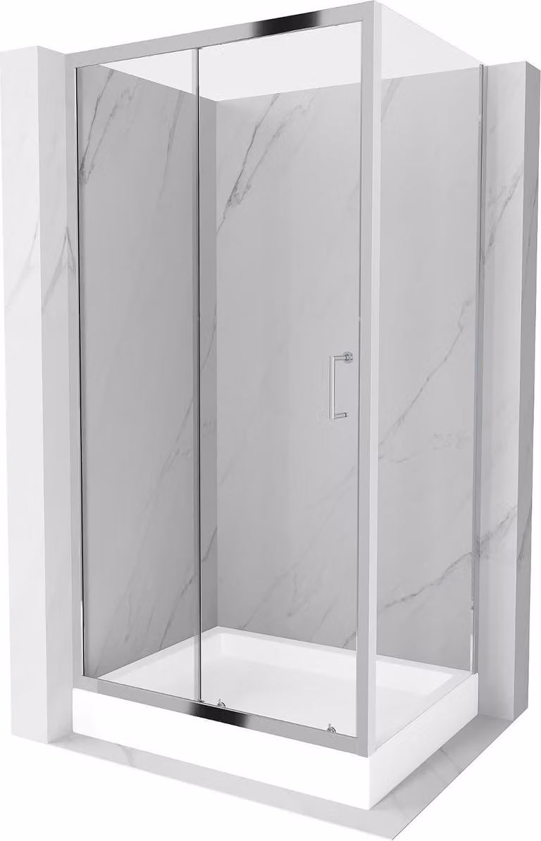 Mexen Apia cabina doccia scorrevole 120 x 90 cm, trasparente, cromo + piatto doccia Rio - 840-120-090-01-00-4510