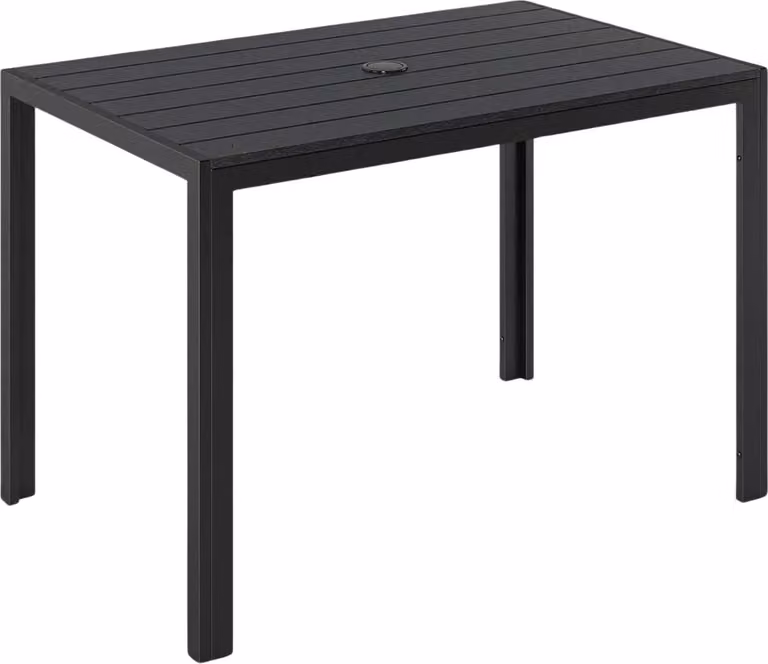 Tavolo da giardino 110×70cm - Piano in WPC - Struttura in alluminio - Rettangolare - Con parasole - Resistente alle intemperie - Per giardino, terrazza e balcone