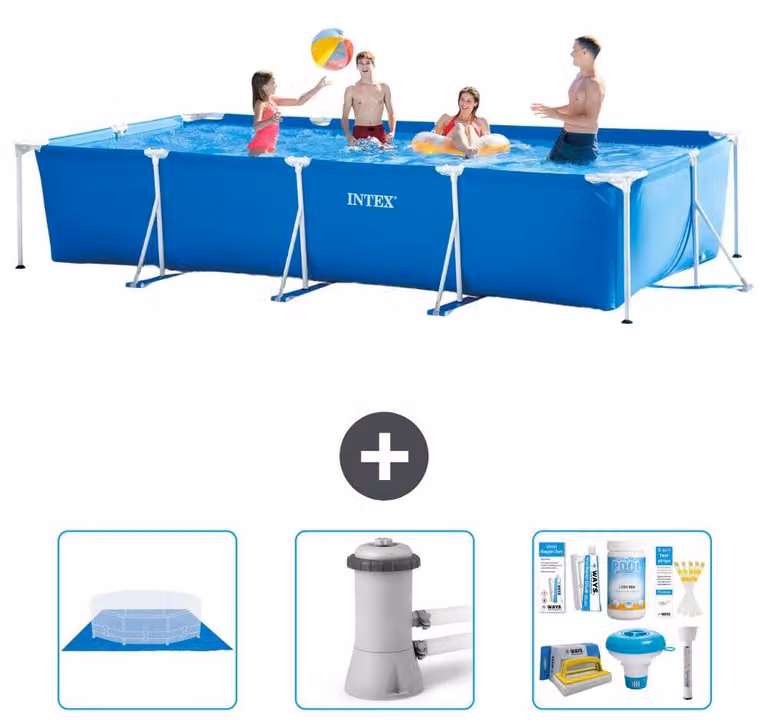 Piscina fuori terra rettangolare - 450x220x84 cm - Struttura in 4 parti - Modello S21260
