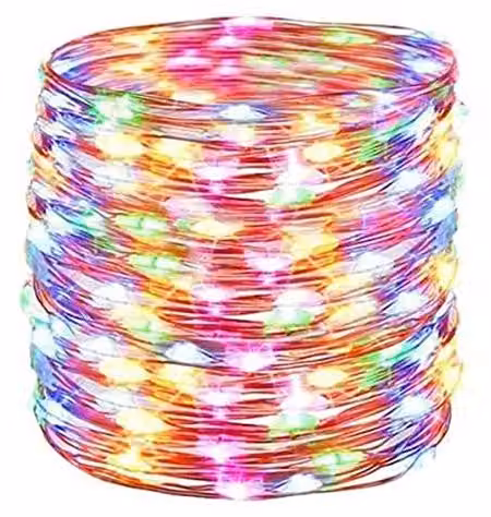 Catena luminosa con filo interno, 100 micro LED, alimentata a batteria