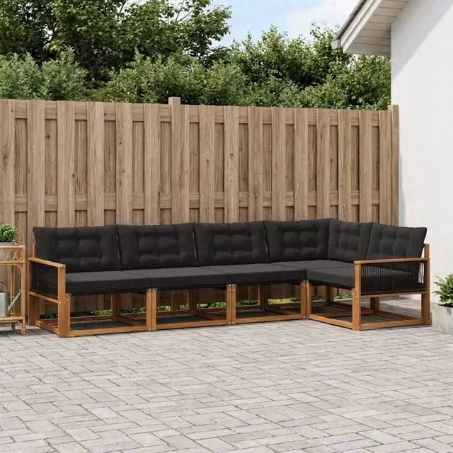 Set di divani da esterno 5 pz Naturale e Nero 3381424
