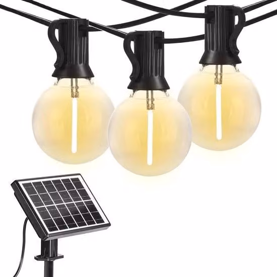 Lanterne Solari Outdoor a LED 15m - Impermeabili - Terrazza - Giardino Posteriore - Giardino - Campeggio - Feste All'Aperto - Lampade G40 - Resistenti - 25 Lampade