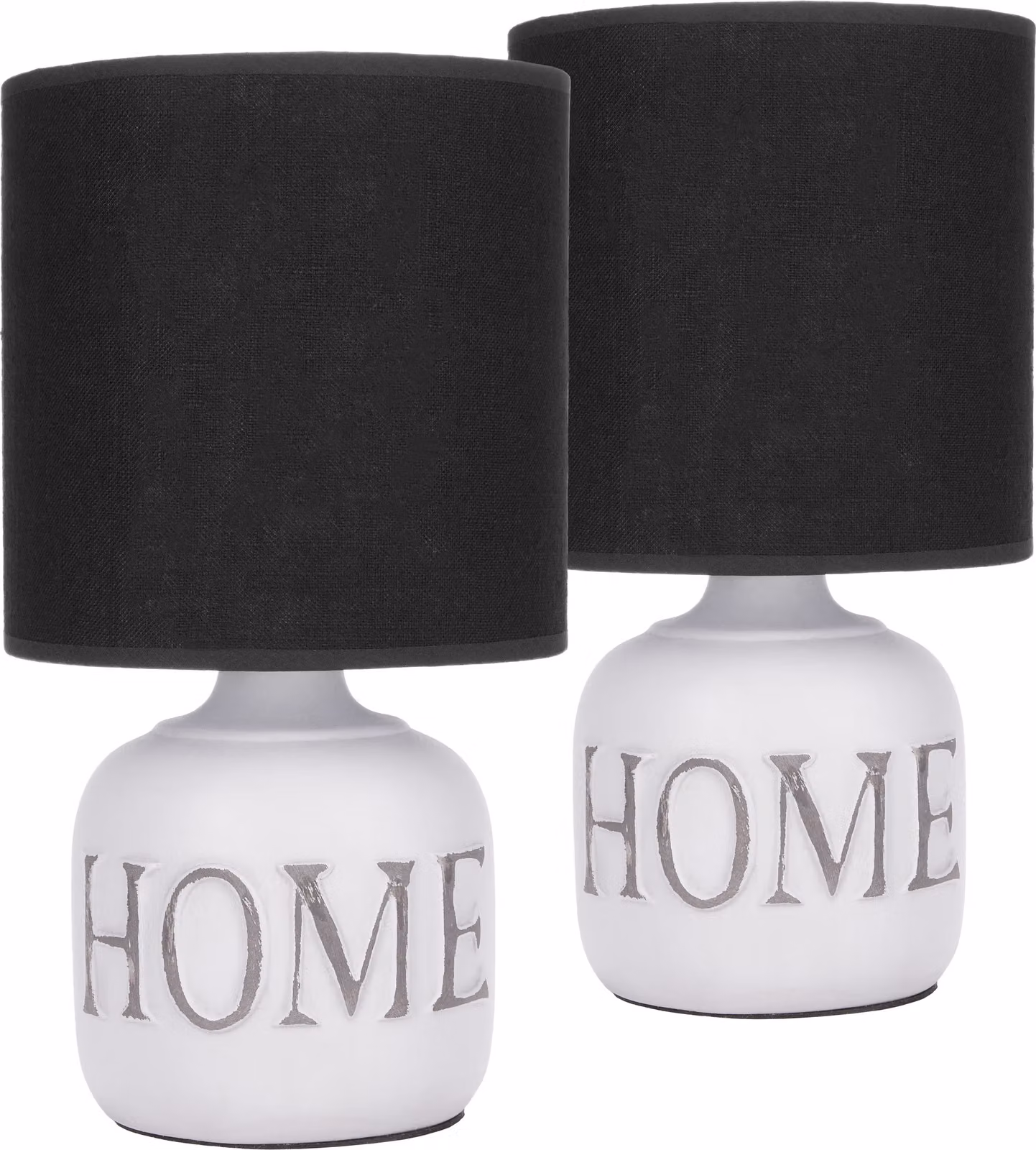 Set di 2 lampade da tavolo o da comodino BRUBAKER Home - Lampade da tavolo con base in Vetroceramica e paralume in tessuto - altezza 30,5 cm, bianco grigio