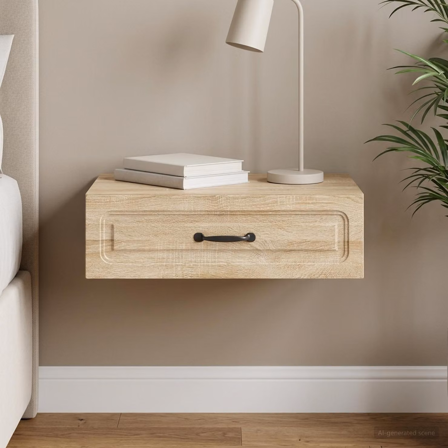vidaXL Tavolino da Parete Moderno in Rovere, L: 59 cm, P: 34,5 cm, H: 17 cm