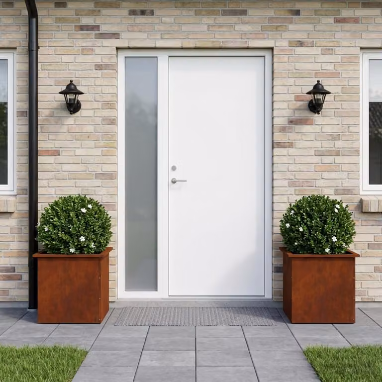vidaXL Fioriera da giardino con LED 2 pz Ruggine 50 x 50 x 48 cm