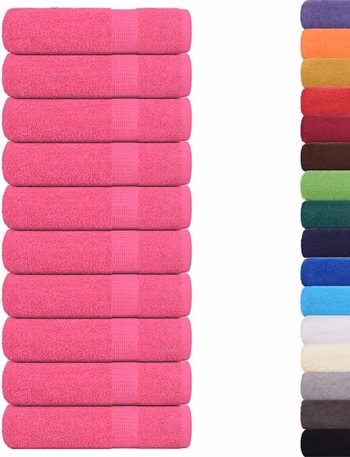 Set di 10 asciugamani da bagno FROGN in cotone rosa, spugna 100 x 150 cm, 360 g/m2